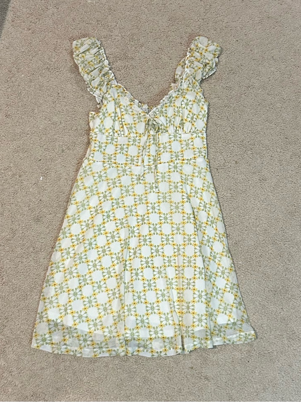 Urban Outfitters White Sundress with Yellow Floral Smocked Bodice